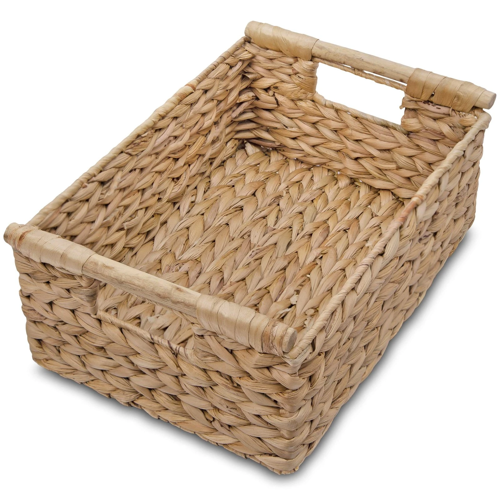 91JQZ0-GwL.jpg VATIMA Hyacinth Medium Wicker Basket 13.6x9.5x5.6" - With Handle, Living Room Decor, Rectangular Design - Image 1