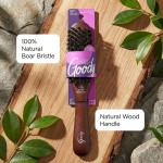 Goody Smoothing Hairbrush with Natural Boar Bristles for Frizz Control, Flyaway Control, Smooth Shiny Finish, Wooden Styling Brush for All Hair Types - Image 5