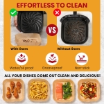 Air Fryer Paper Liners, 125Pcs Air Fryer Disposable Liners, Non-Stick and Oil Proof for Easy Cleanup, 8” Square for 5-8 qt Basket by Baker's Signature - Image 6